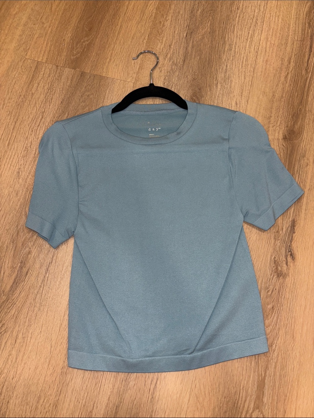 Short Sleeve Knit Top - Dusty Blue